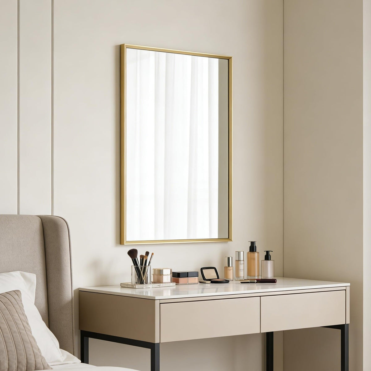 16x24 Inch Brushed Gold Wall Mirror for Bathroom Vanity & Over Sink
