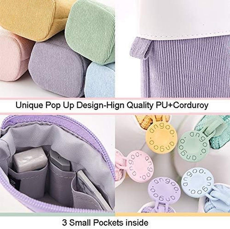 Telescopic Pencil Bag Pen Holder Stationery Case - PU Corduroy Stand-Up Organizer