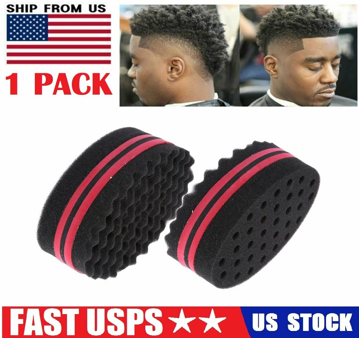 Double Side Magic Twist Hair Brush Sponge Afro Curl Wave Tool USA