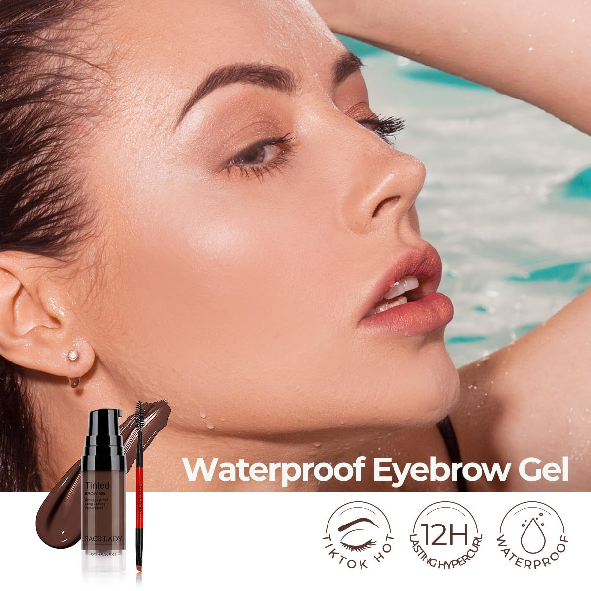 Long Lasting Waterproof Eyebrow Gel - Smudge-Proof Brow Makeup, 24H Wear