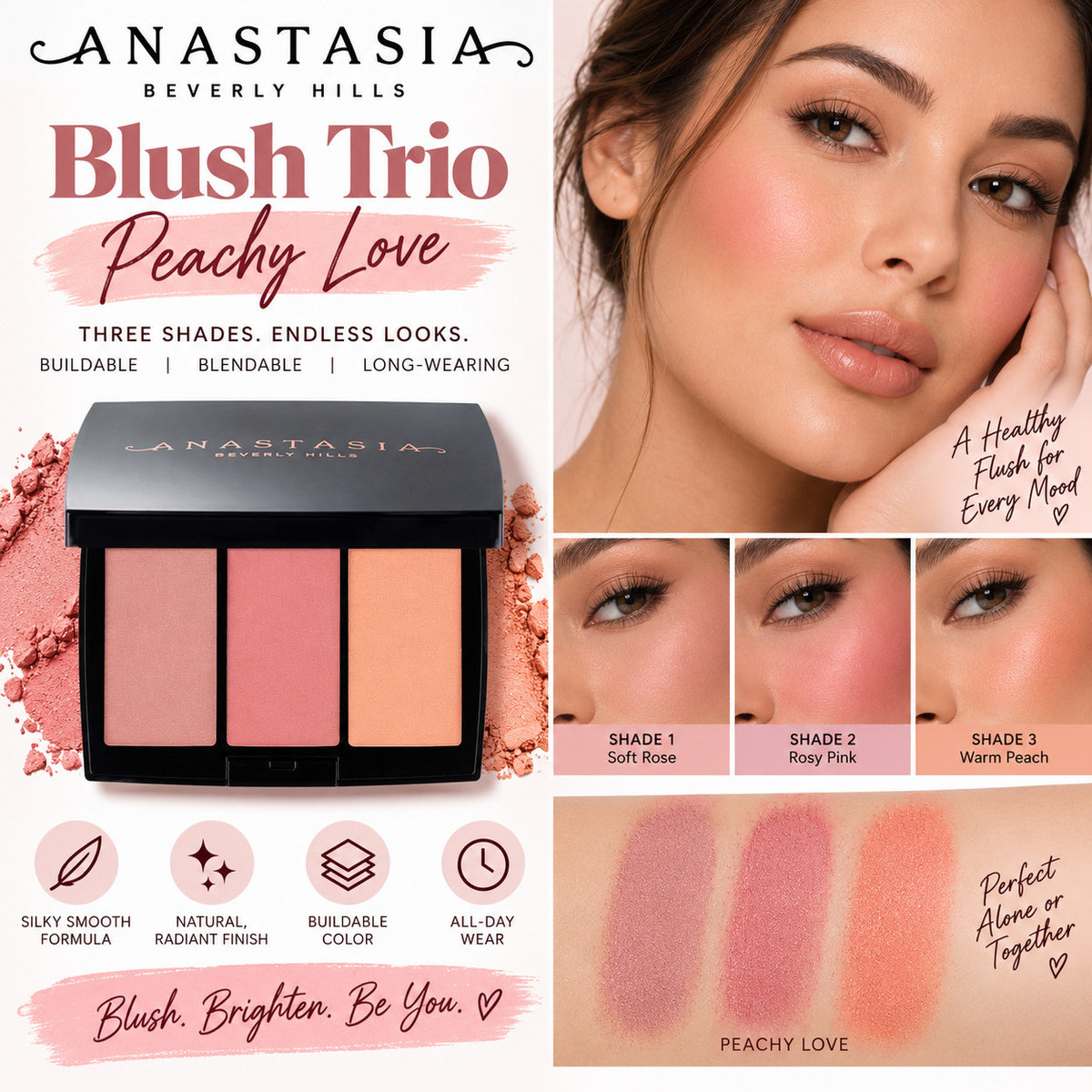 Anastasia Beverly Hills Peachy Love Blush Trio - New in Box Makeup Set