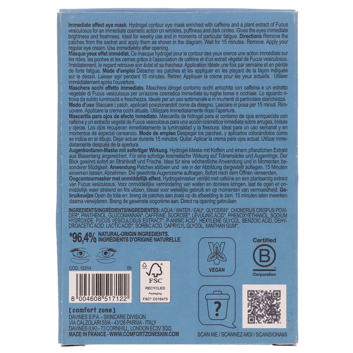Comfort Zone Sublime Skin Eye Patch - 6 Count Anti-Aging & Puffy Eyes