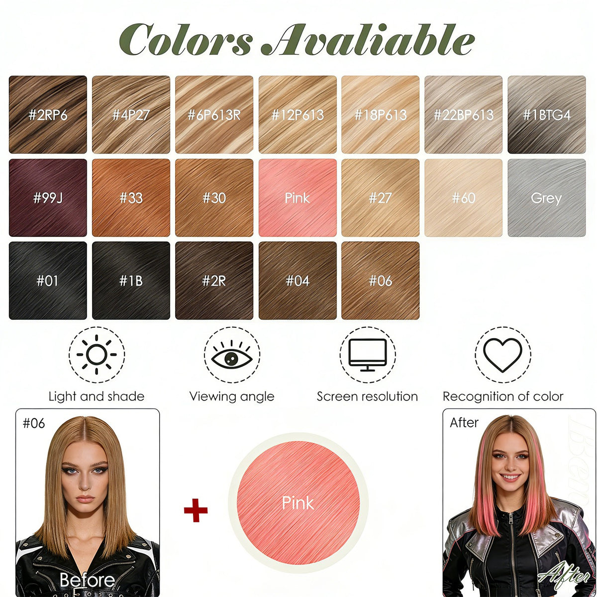 6PCS Clip-In Short Hair Extensions 100% Human Hair, Multiple Colors & Lengths