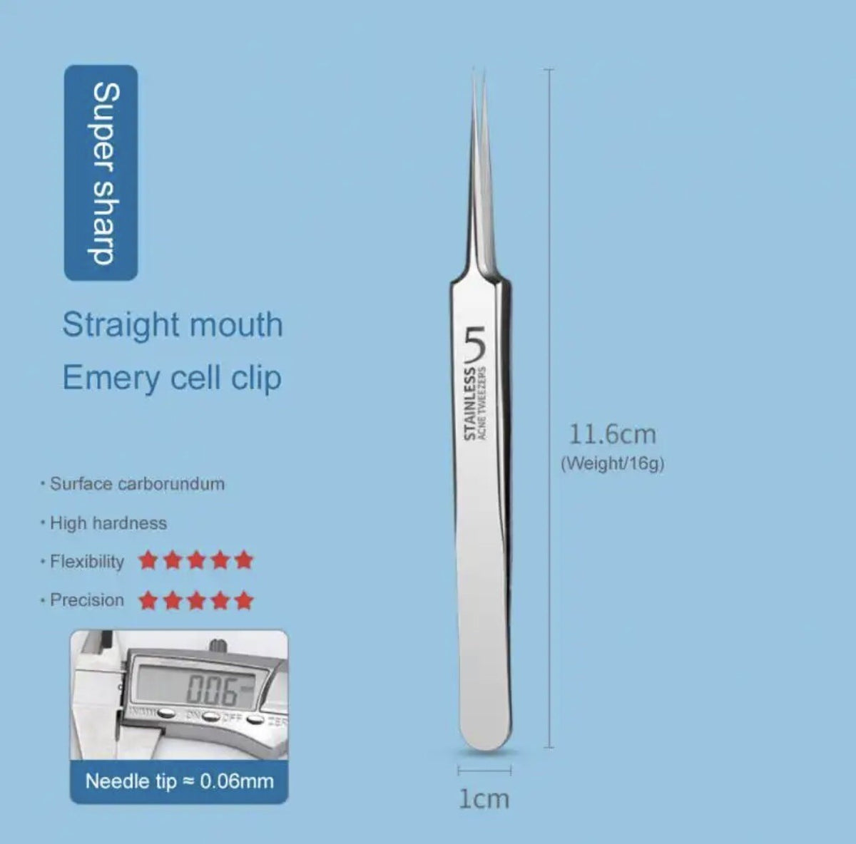 Blackhead Remover Tweezers 3-Piece Acne Pimple Blemish Extractor Kit