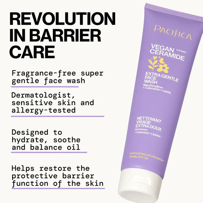Vegan Ceramide Face Wash for Sensitive Skin - Gentle, Hydrating 5 oz