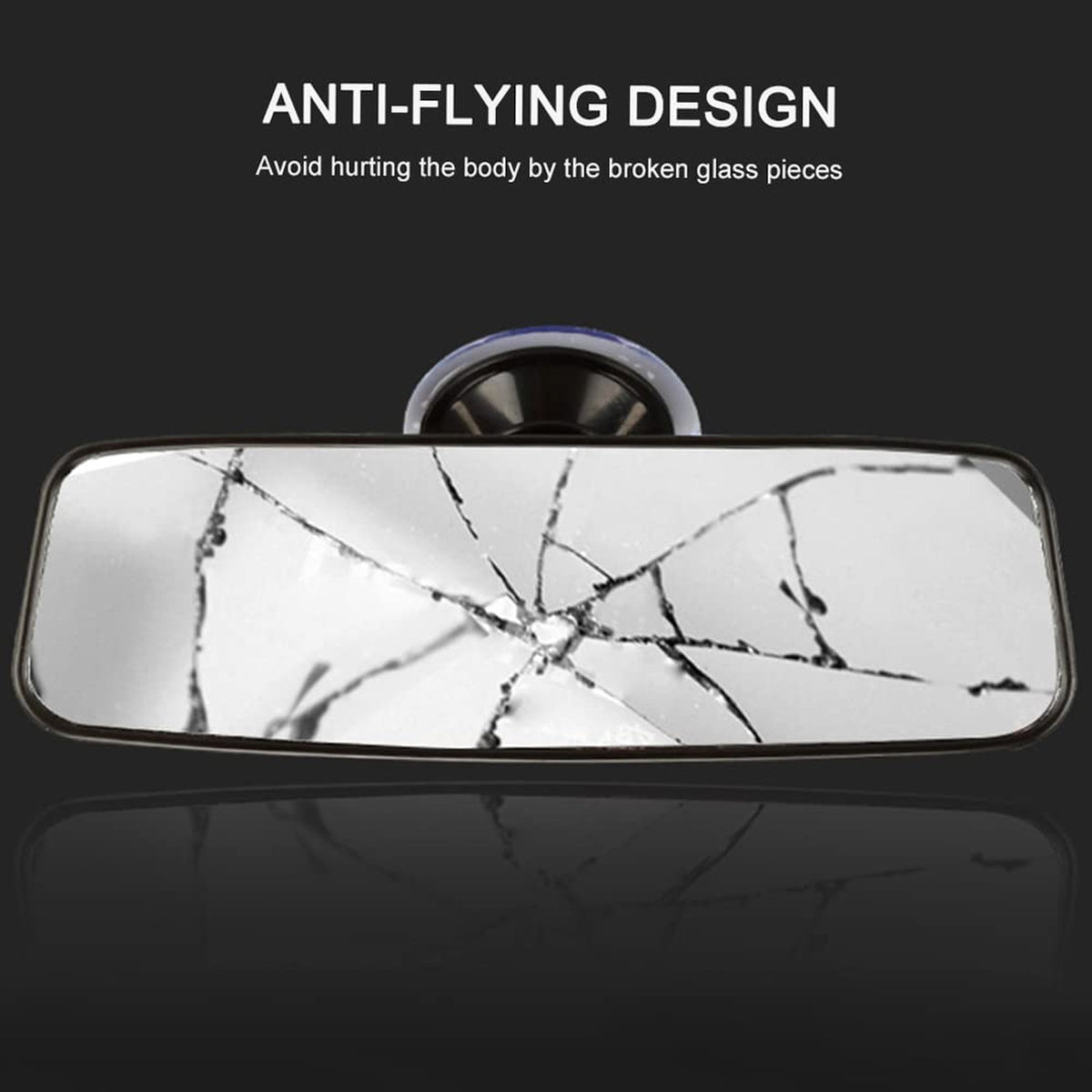 Universal Car Rear View Mirror with Suction Cup, Wide Vision, Shockproof