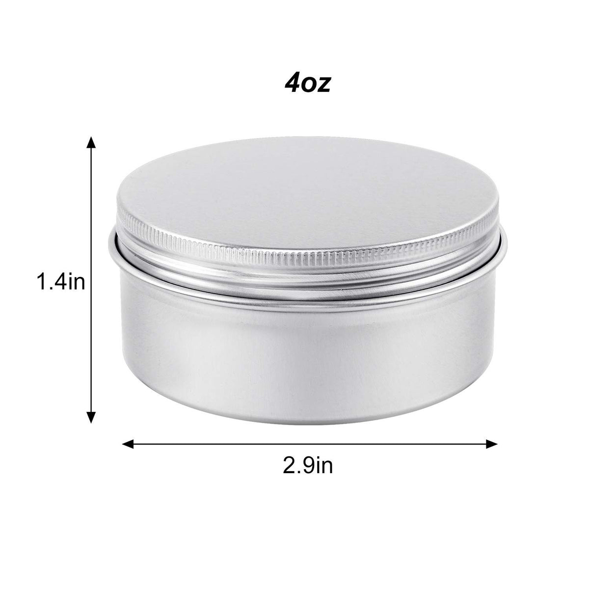 36 Pack 4oz Aluminum Candle Tins with Screw Lids - Round Metal Storage Containers