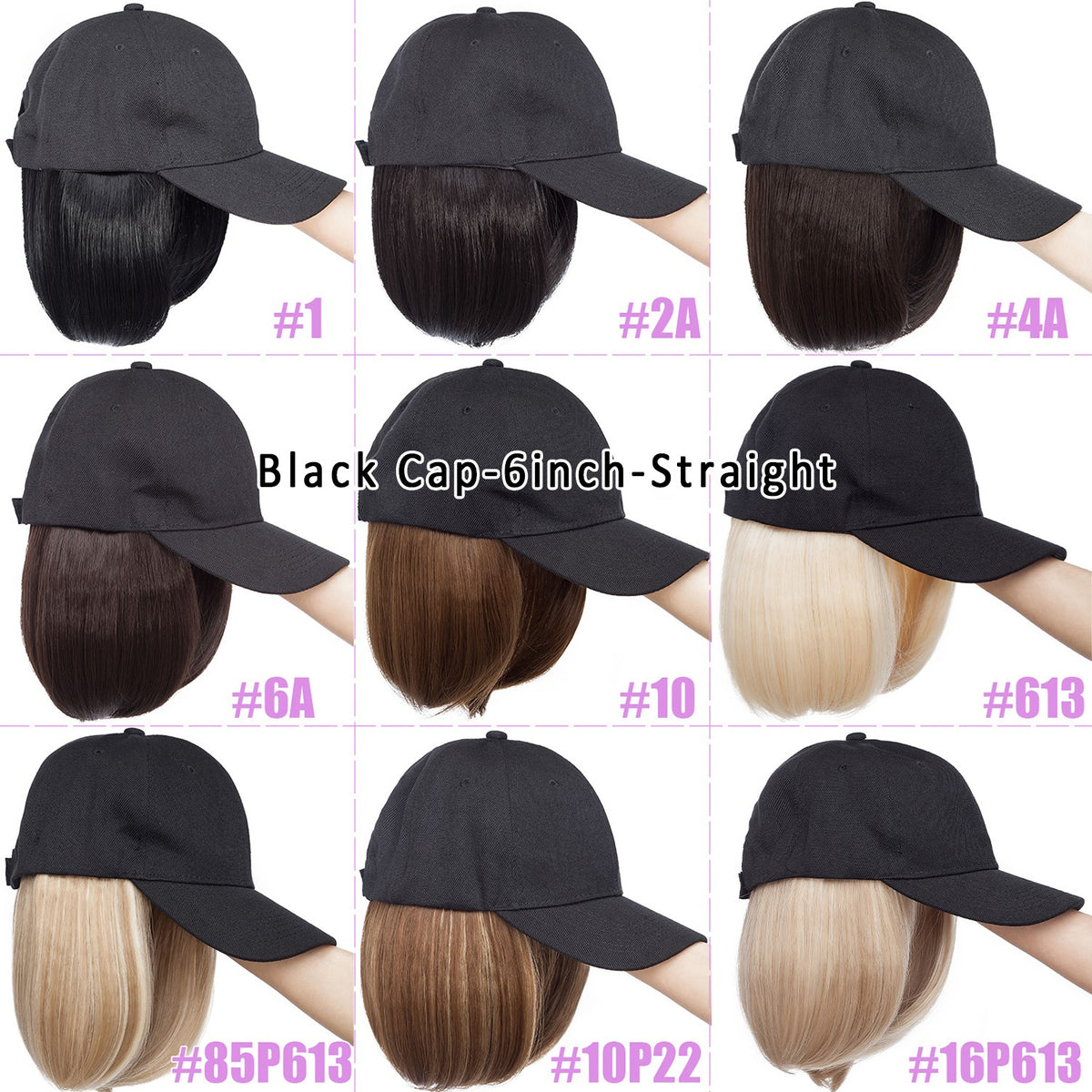 Women Wavy Wig Baseball Cap with Synthetic Hair Adjustable Dad Hat Natural Look