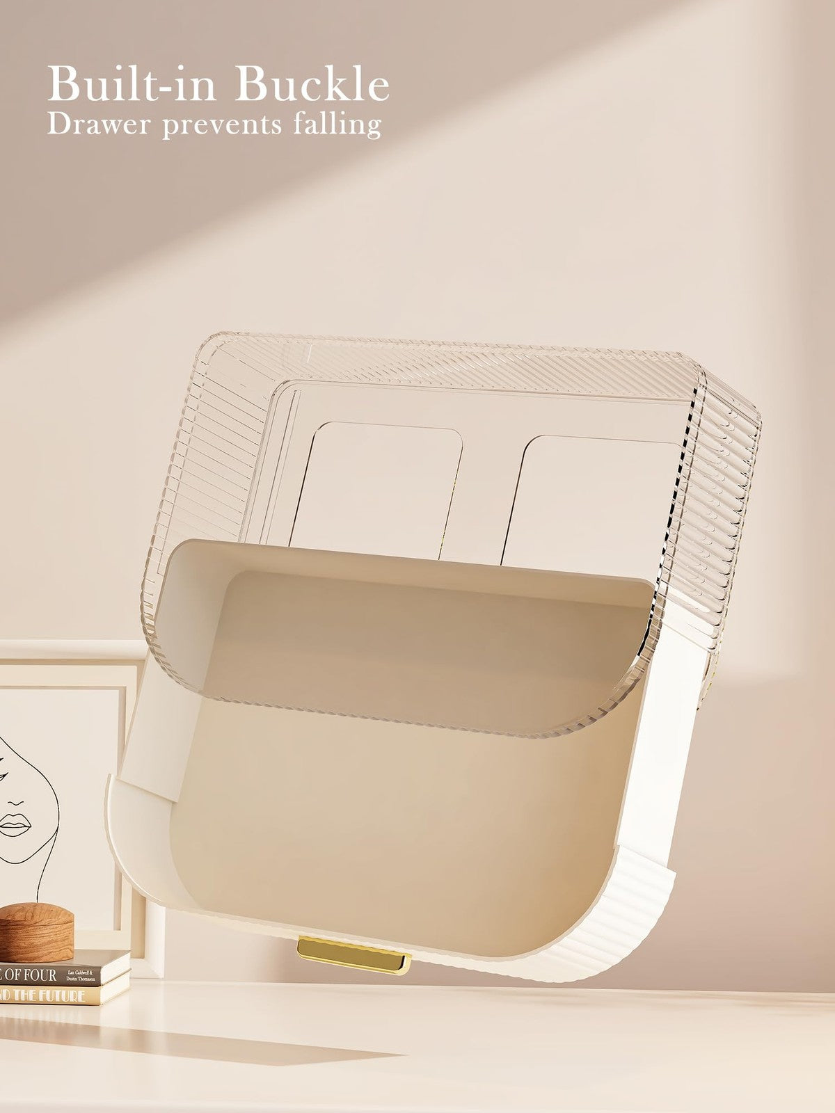 Stackable Makeup Organizer with Rotating Brush Holder and Large Display Case