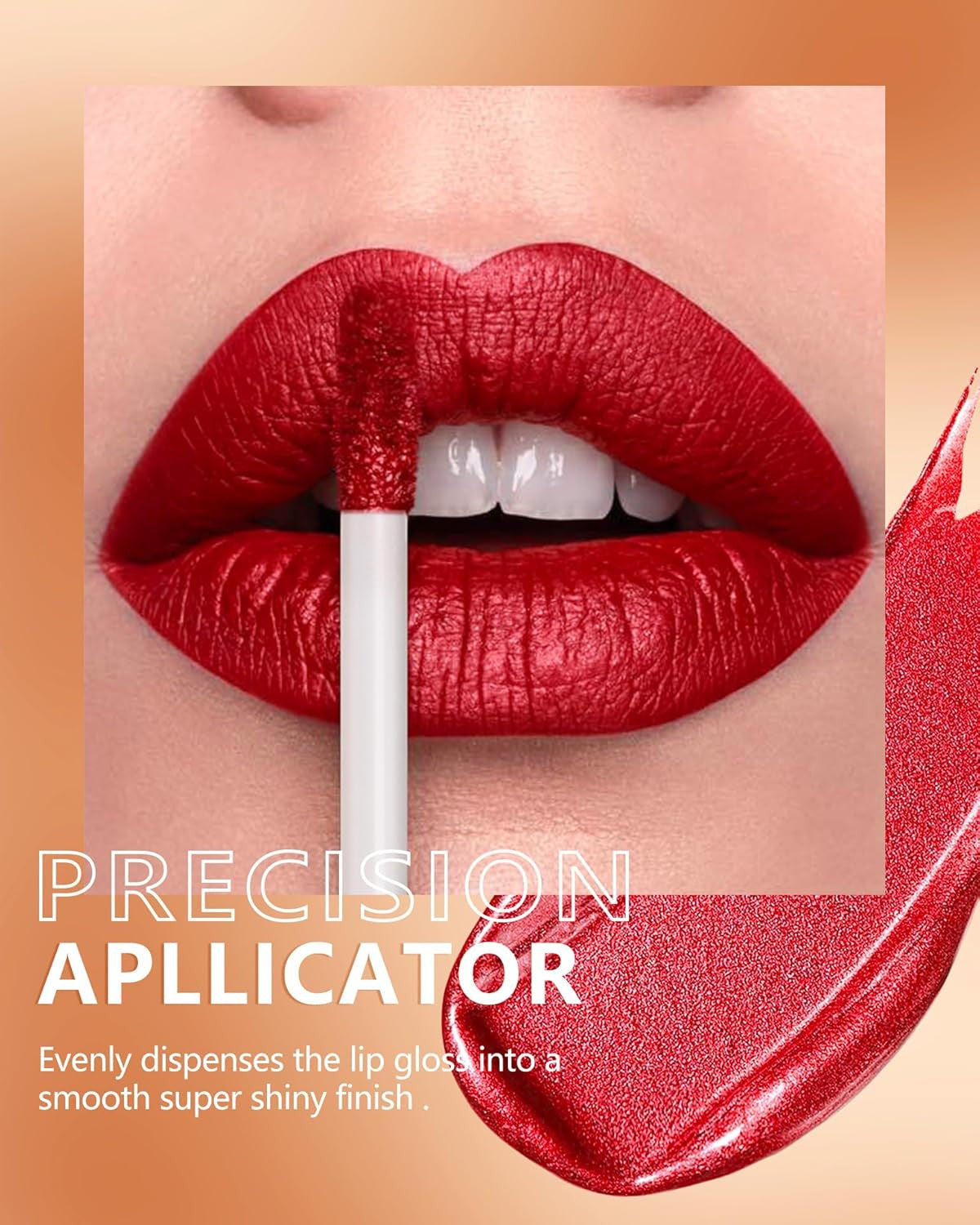 Lipstick for Women Red Metallic Lip Gloss Long Lasting No Smudge