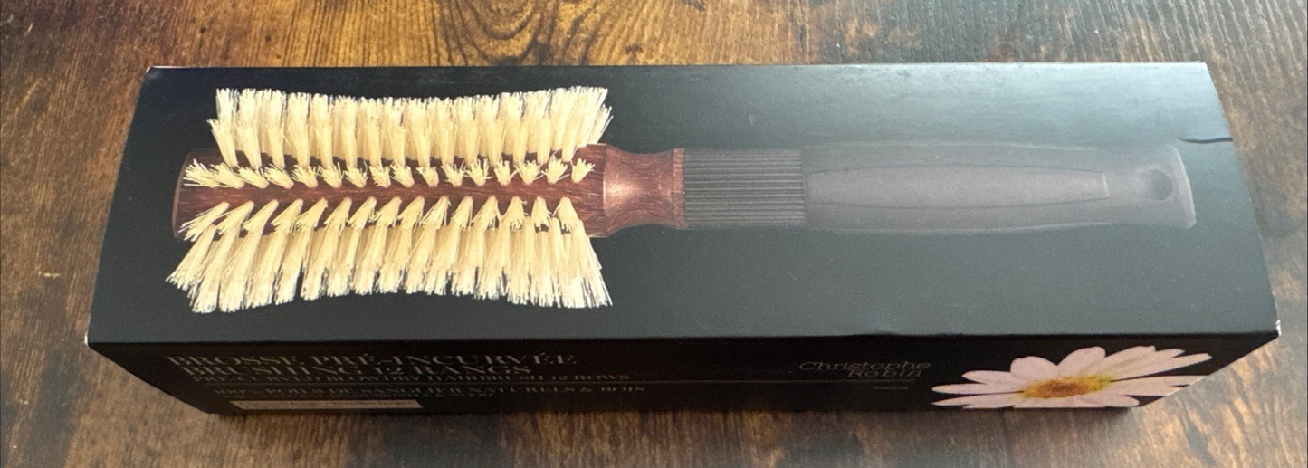 Pre-Curved Blowdry Hairbrush with 12 Rows for Long Hair - Boar Bristle