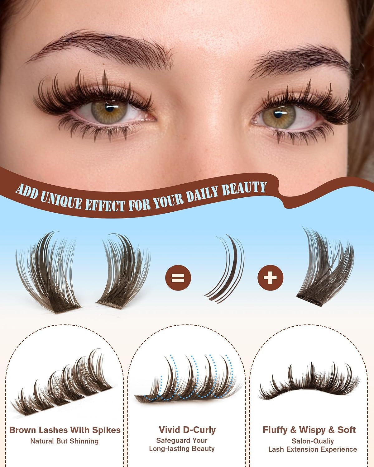 Brown Wispy Lash Clusters 12-18mm False Eyelash Extensions - 264PCS