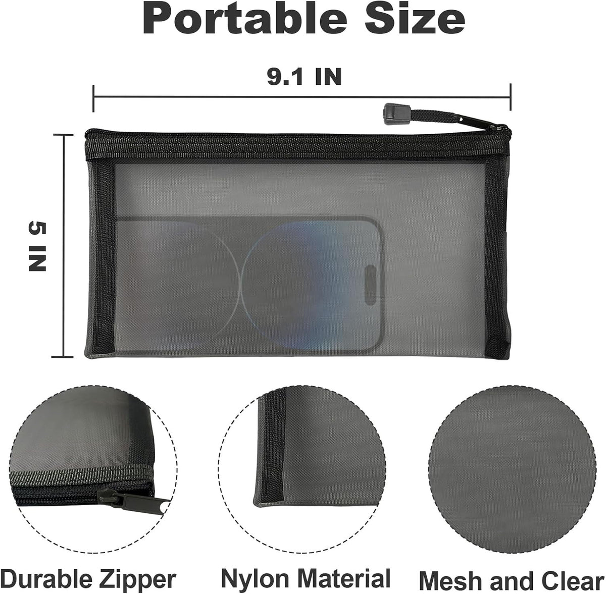 Mesh Makeup Bags with Zipper - Small Nylon Travel Cosmetic Pouches