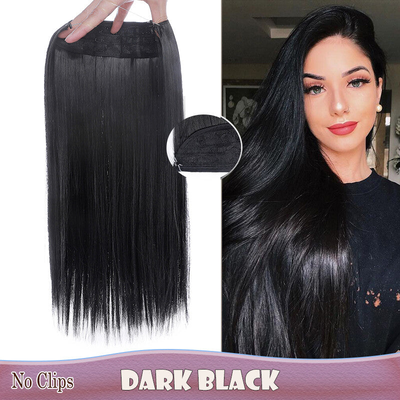 Invisible Wire Clip-In Hair Extensions with Clips & Replacement Wires - Natural & Wavy, 20/24 Inch