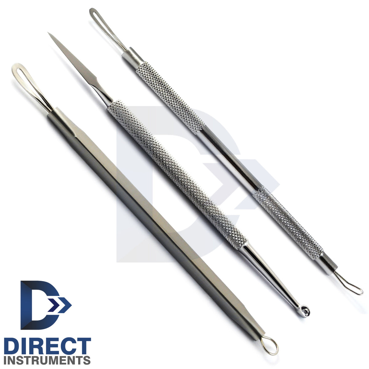 3-Pack Manual Blackhead Comedone Extractors Acne Pimple Blemish Removal Kit