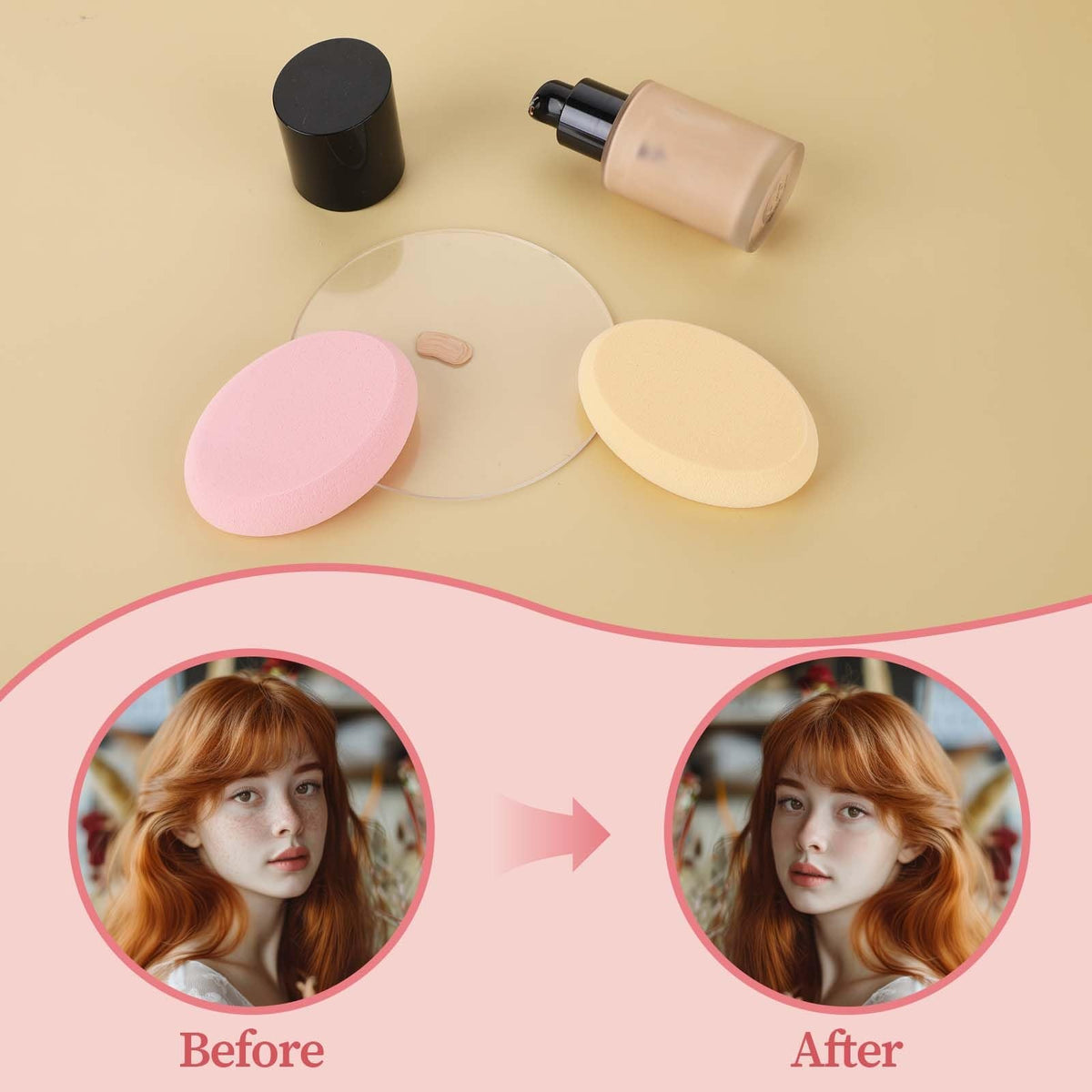 2 Pack Oval Makeup Sponge Set - Professional Foundation & Blush Applicators