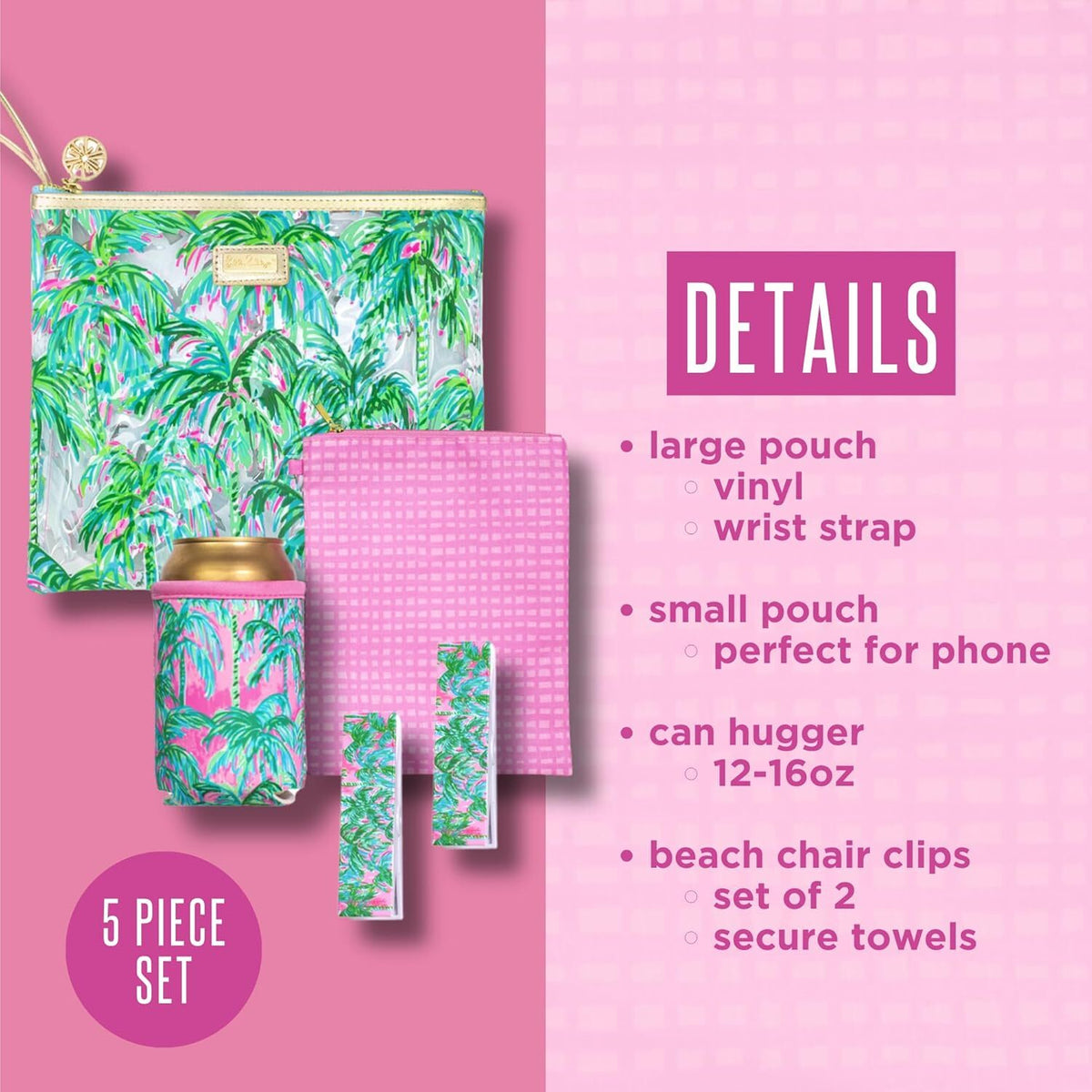 Water Resistant Vinyl Beach Pouch with Zipper — Compact Travel & Pool Bag