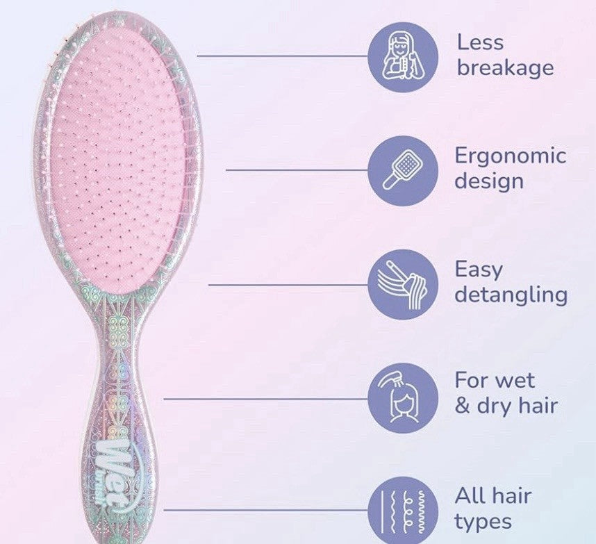 Wet Brush Detangling Hairbrush with Cushion Base and Hair Clip - Wicked Movie Themed