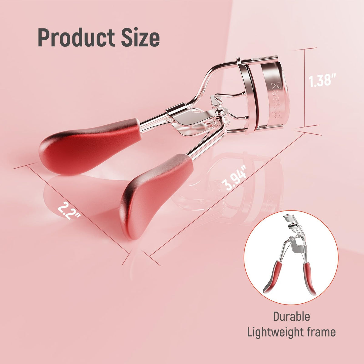 Professional Stainless Steel Eyelash Curler with Ergonomic Handle & 6 Replacement Pads