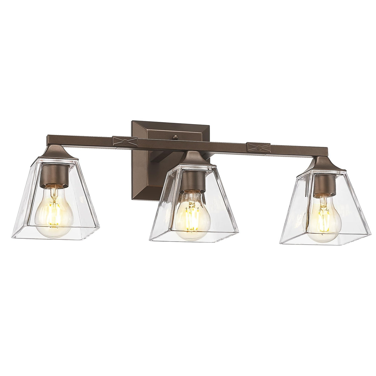 Farmhouse Bathroom Light Fixtures - 3-Light Vanity Wall Sconce with Glass Shades