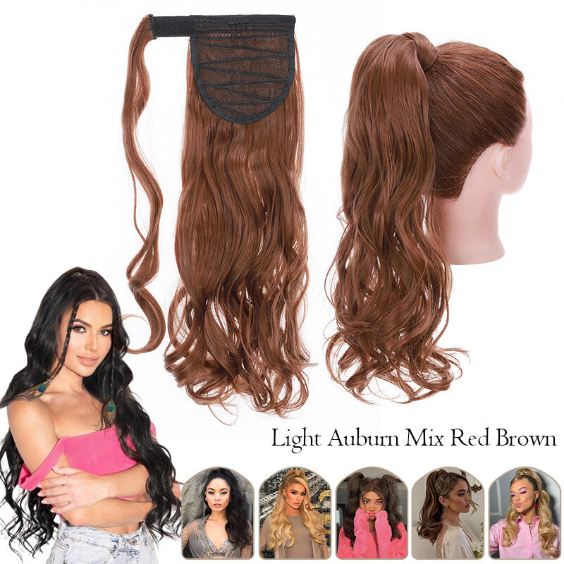 Mega Thick Wrap-On Ponytail Extensions - Natural Human Hair, Curly Wavy Straight
