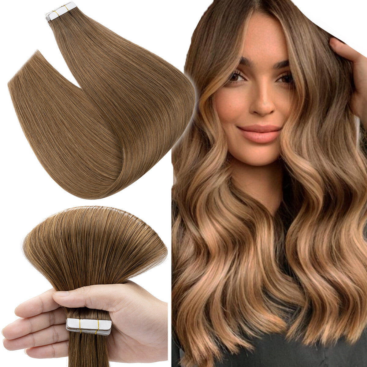 Remy Human Hair Tape-In Extensions Full Head 200g - Multiple Colors & Lengths