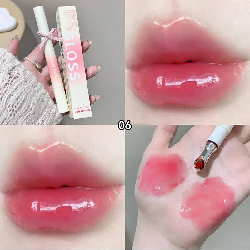 Watery Lip Gloss with Jelly Texture - Moisturizing Nude Lip Tint