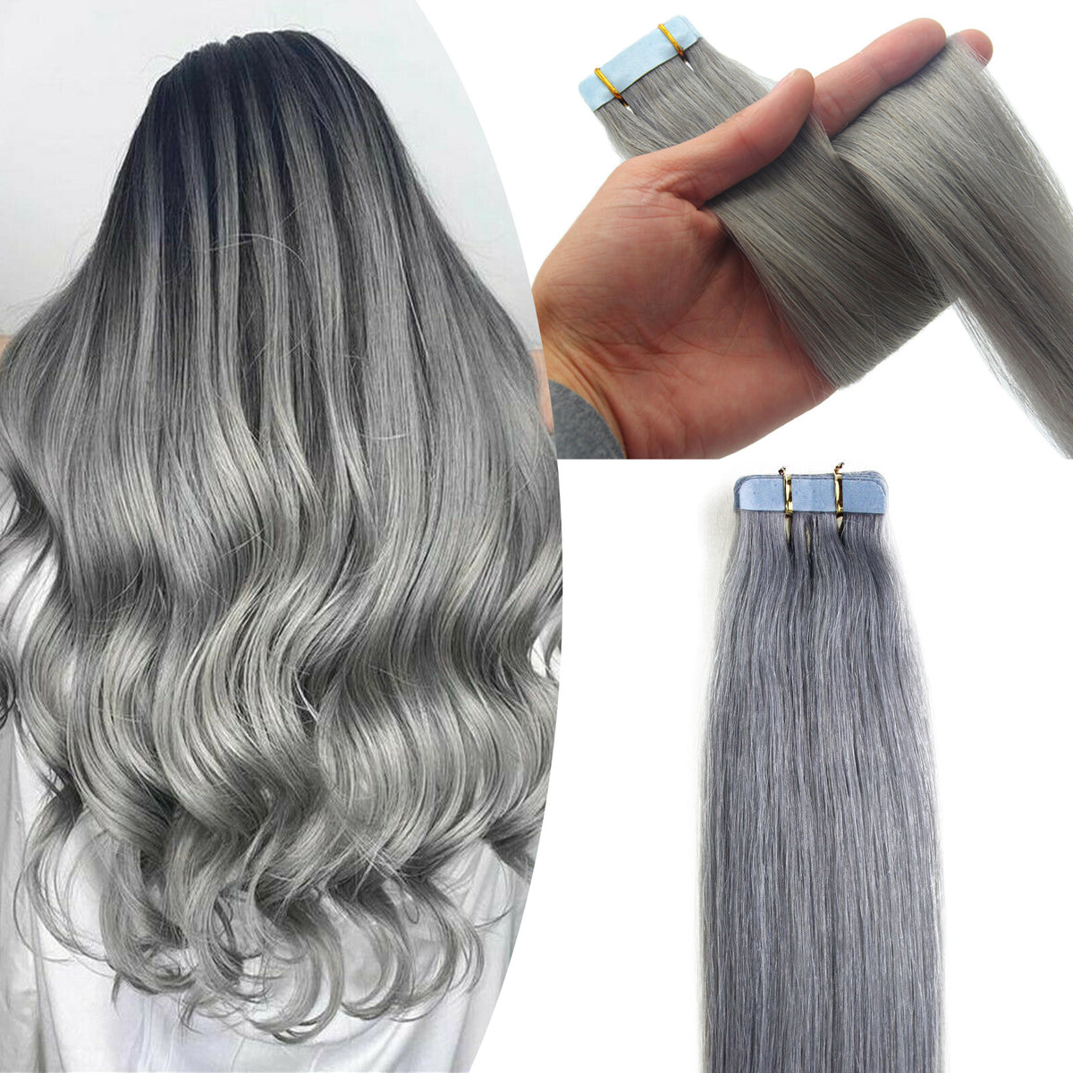 Remy Hair Tape-In Extensions Full Head 40pc Natural Straight Human Hair