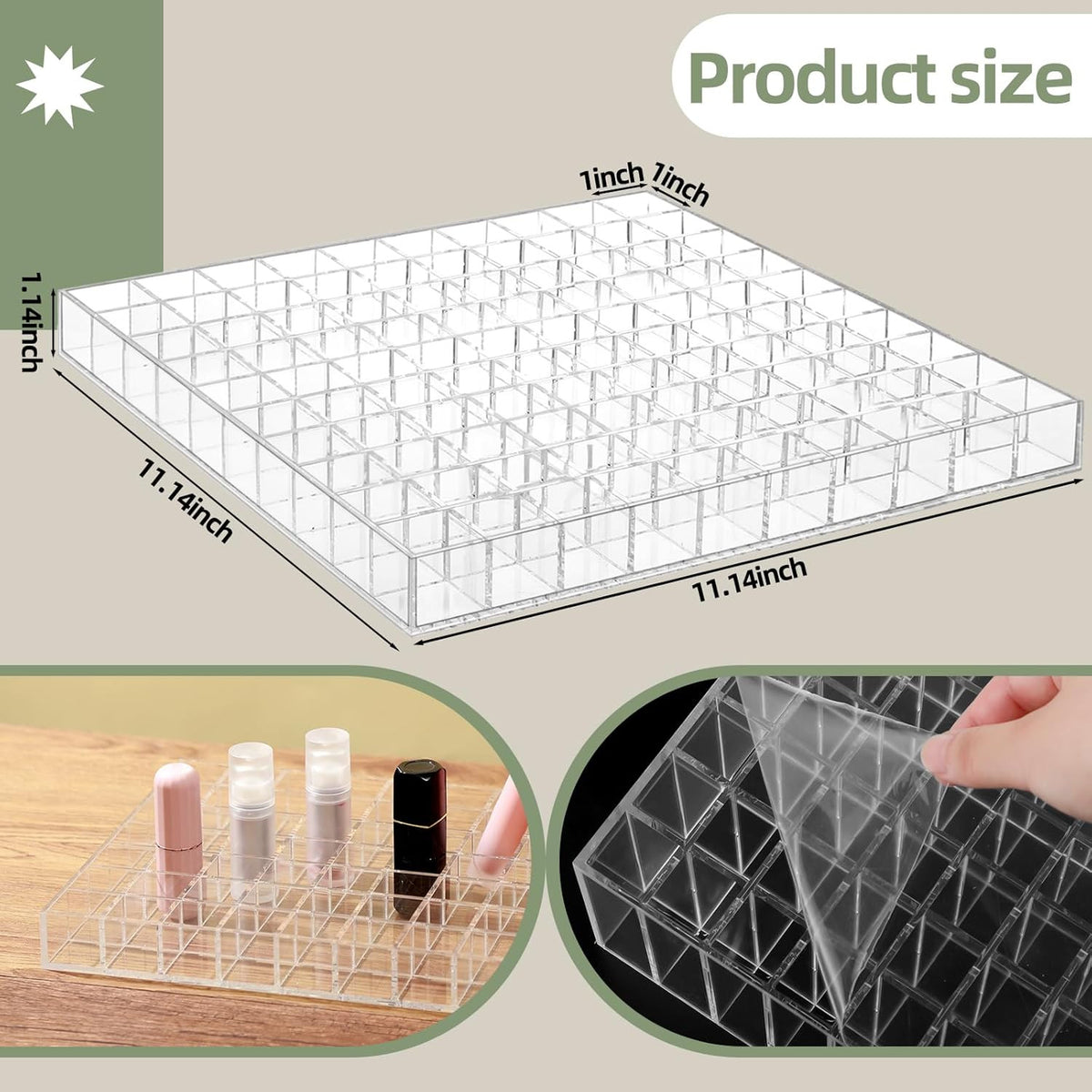 Clear Acrylic Lipstick Organizer with 100 Slots - Makeup & Lip Gloss Storage Case