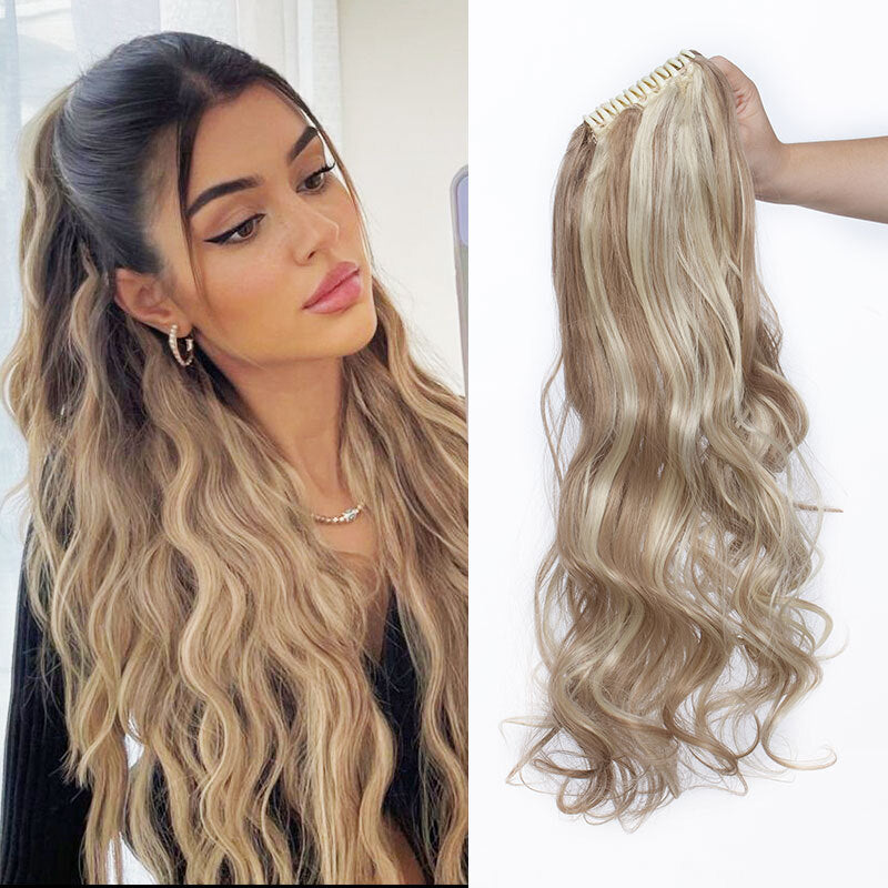 26-Inch Real Human Hair Ponytail Extension with Claw Clip - Thick Hairpiece