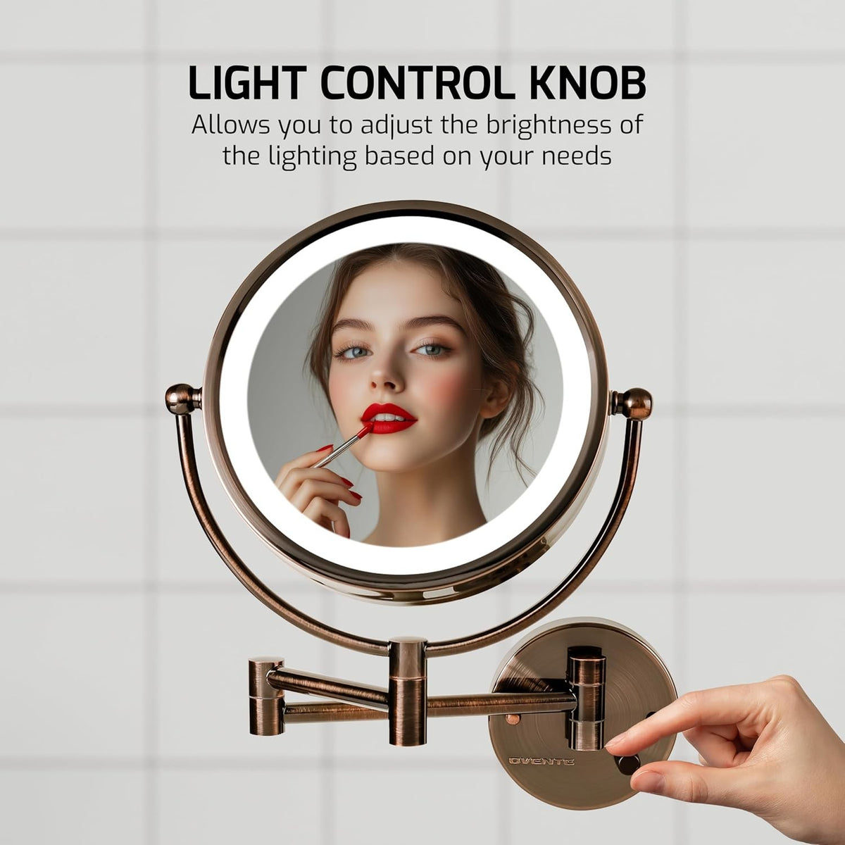 Wall Mounted Lighted Makeup Vanity Mirror 9-inch Double Sided 1X/7X Magnification