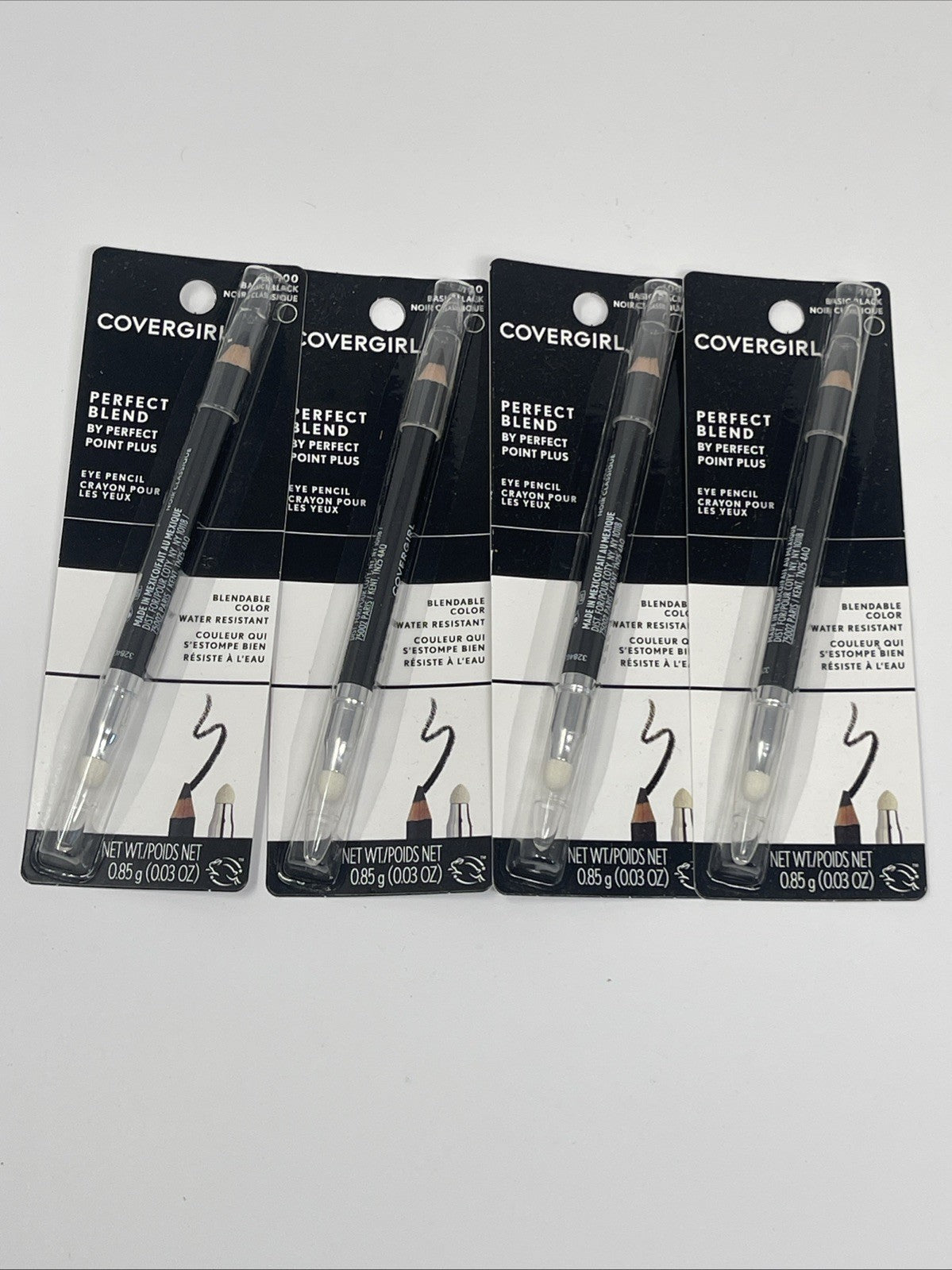 CoverGirl Perfect Blend Perfect Point Eye Liner Pencils - Black, Set of 4