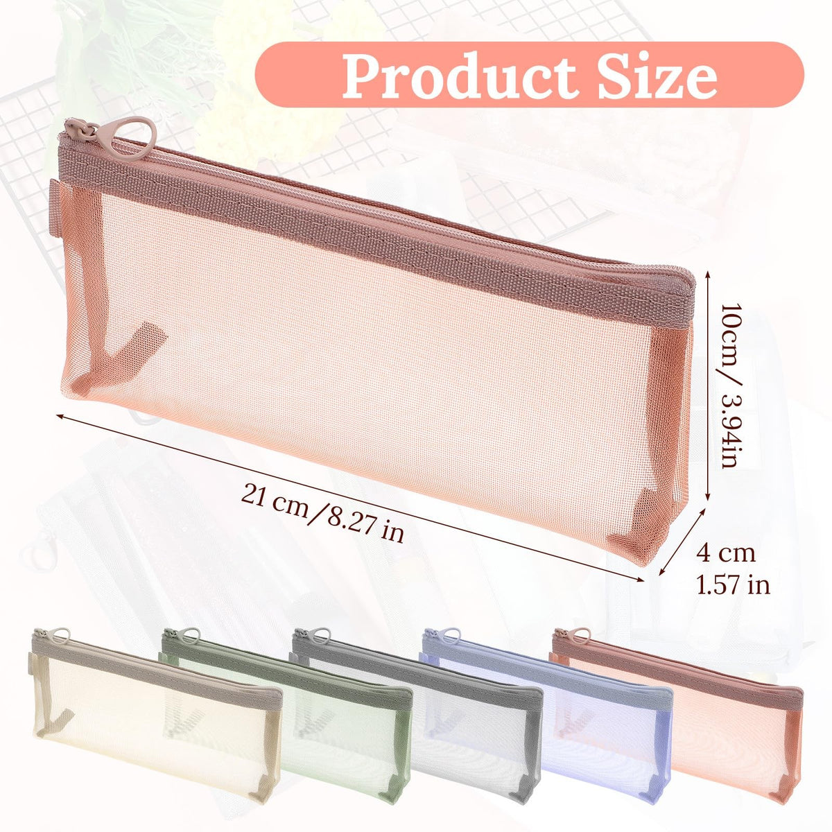 Multi-Color Mesh Travel Makeup Organizer Bags - 5 Pack