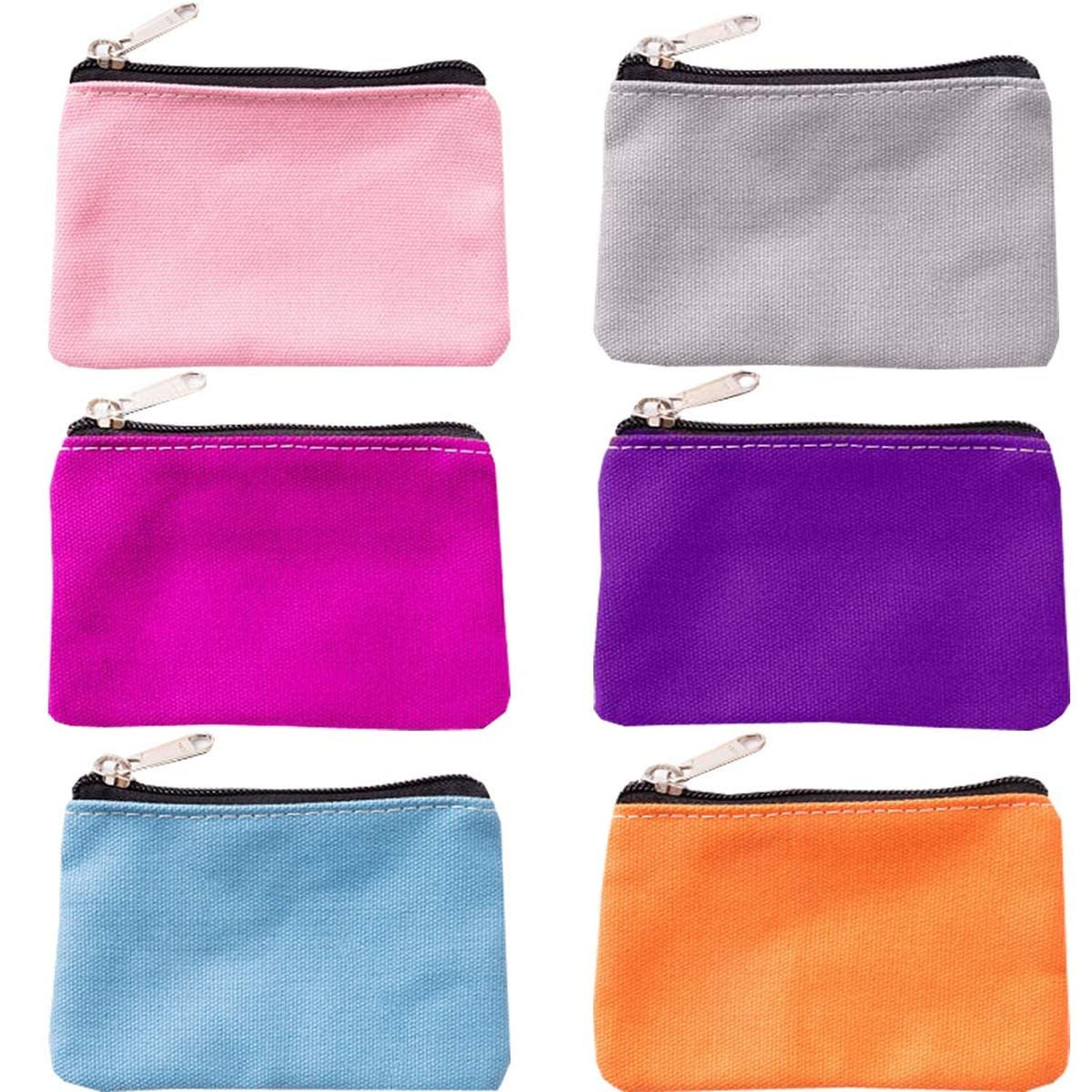 Small Canvas Makeup Bags Set - 6 Color Cosmetic Organizer Pouches