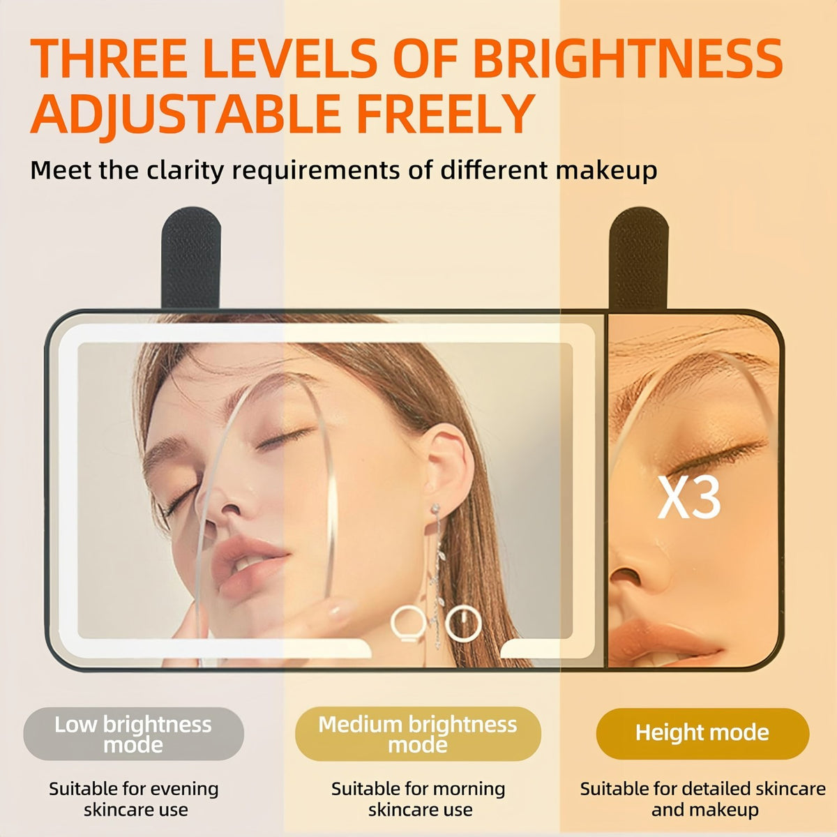 Car Sun Visor Makeup Mirror with LED Lights 3X Magnification & 3 Light Modes