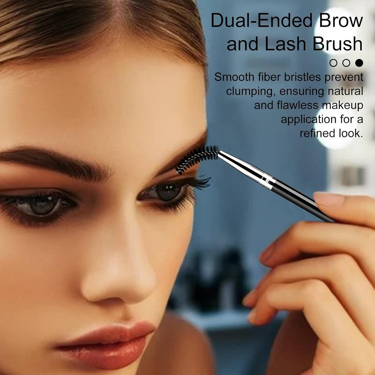 Eyebrow Brush Set with Angled & Spoolie Brushes for Grooming & Lash Separation