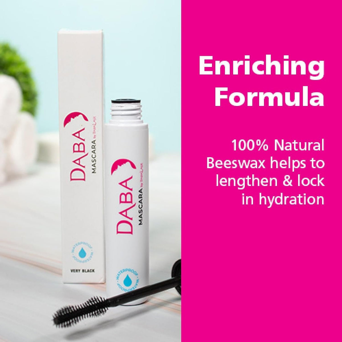 Waterproof Mascara with Natural Beeswax - Lengthening & Volumizing, Very Black, 0.45 fl oz