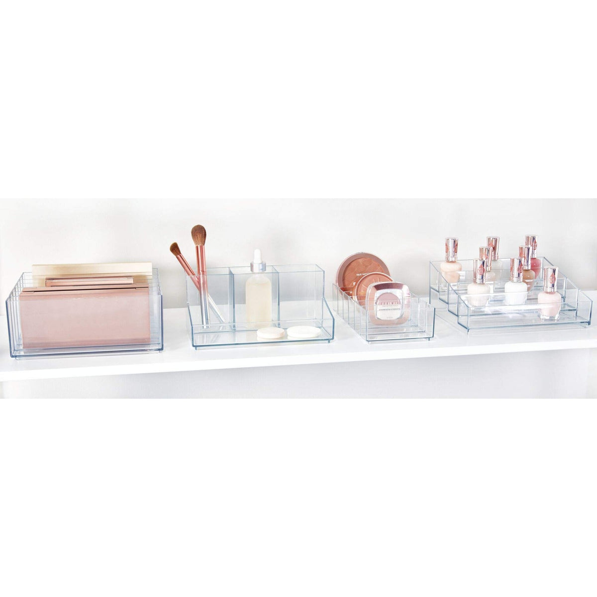 BPA-Free Plastic Makeup Organizer with 7 Compartments - Clear