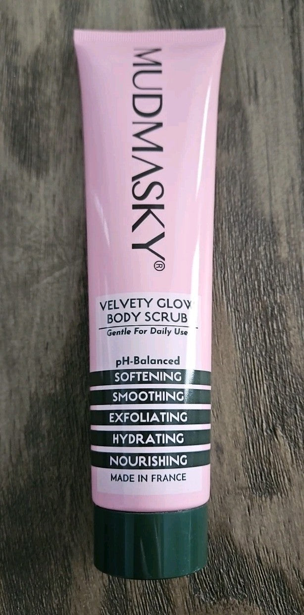 Mudmasky Velvety Glow Body Scrub 6.0 fl Oz Exfoliating, Hydrating &