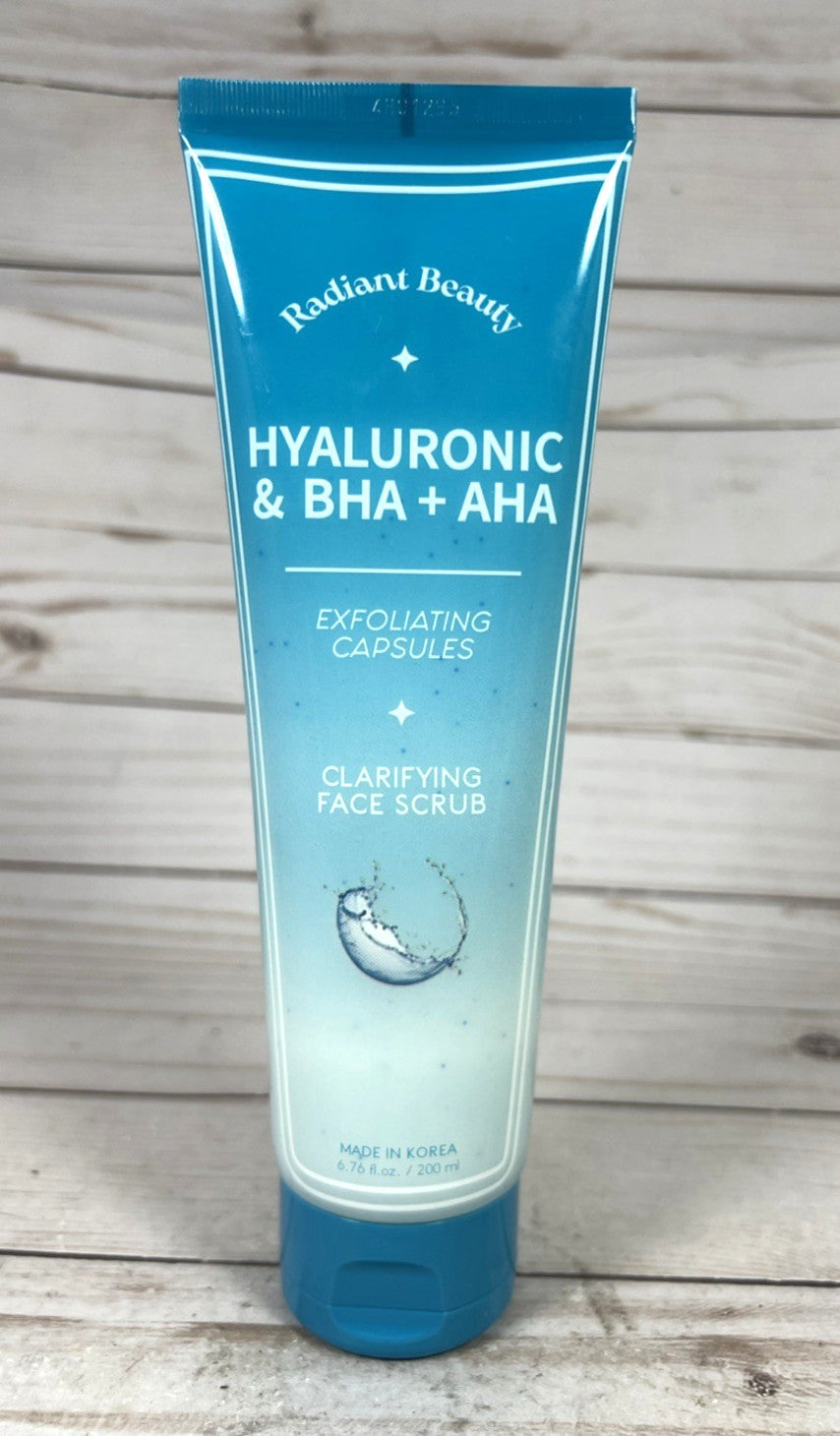 Radiant Beauty Hyaluronic BHA AHA Exfoliating Clarifying Face Scrub