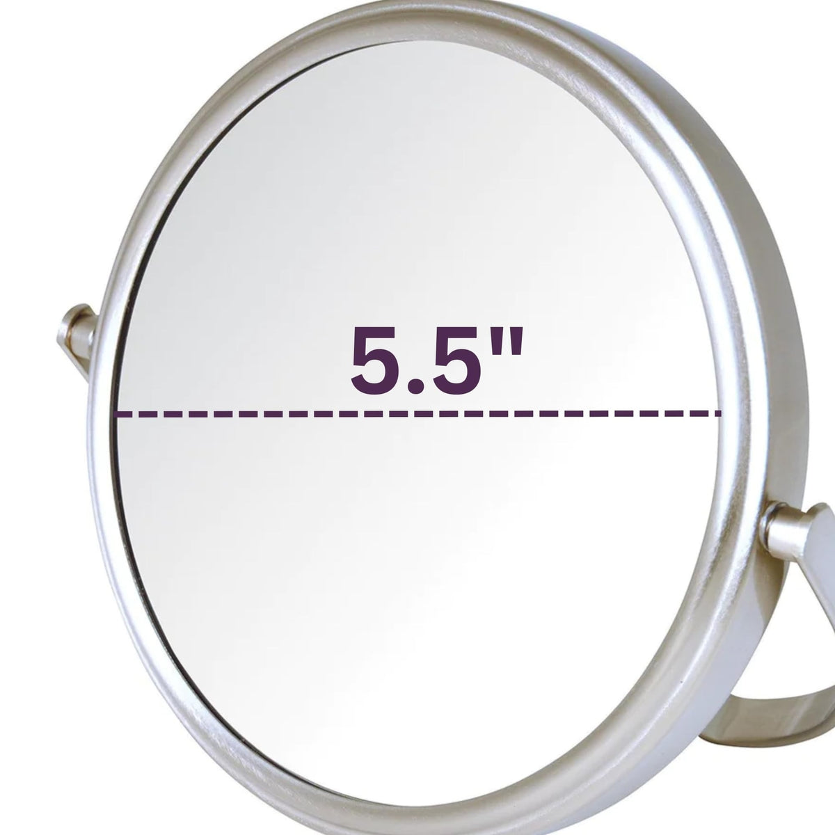 Two-Sided Tabletop Makeup Mirror with 5X Magnification - Swivel Design, Nickel Finish