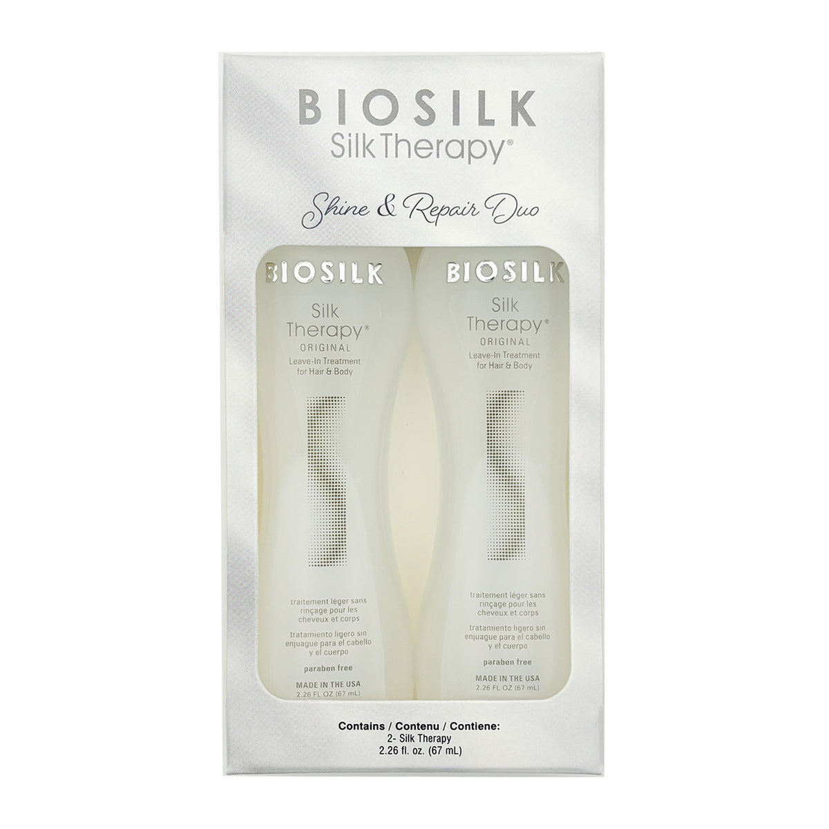 BioSilk Silk Therapy Leave-In Hair Treatment Duo - Shine & Repair, 2.26oz