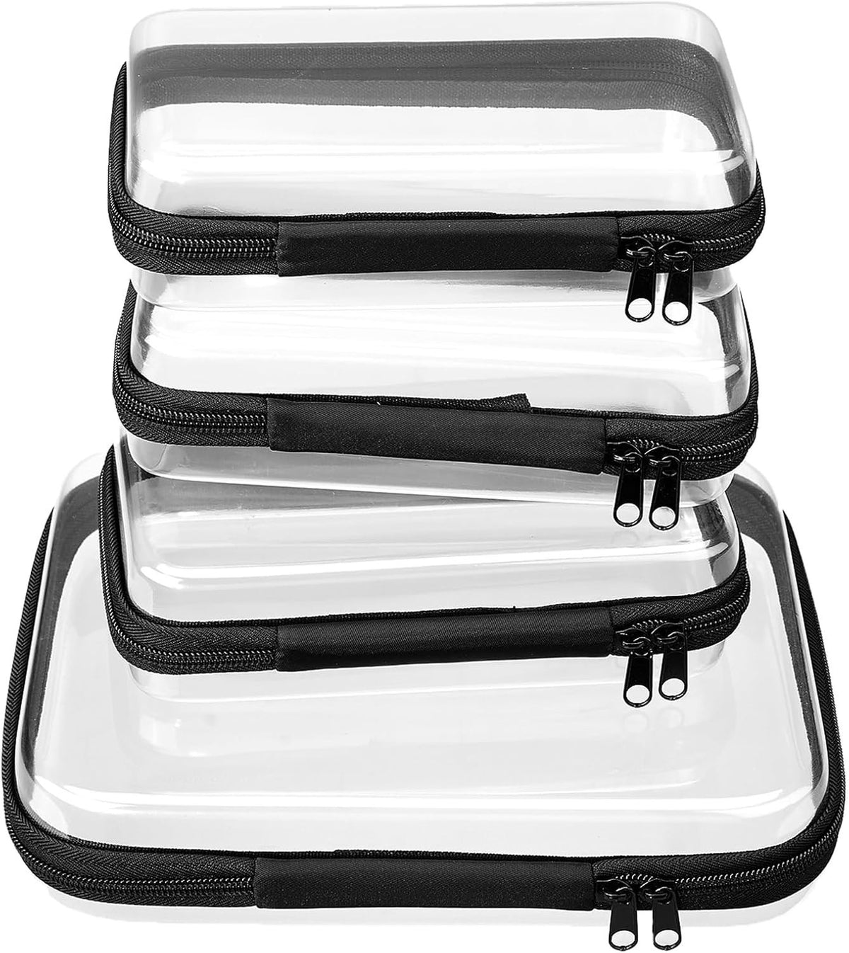Set of 4 Clear Hard Shell Travel & Storage Pouches - Organizer Bags