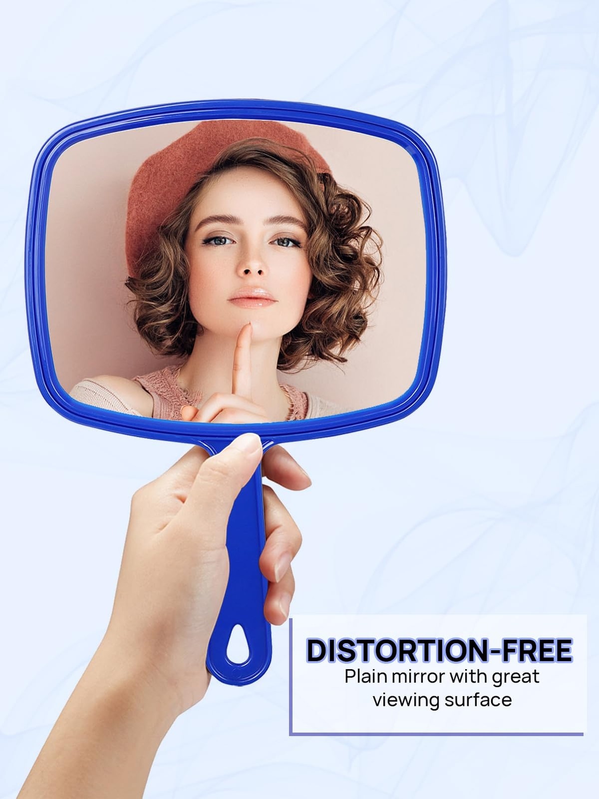 Handheld Mirror with Handle - Blue Wall-Mount Design, 9.3 Inch