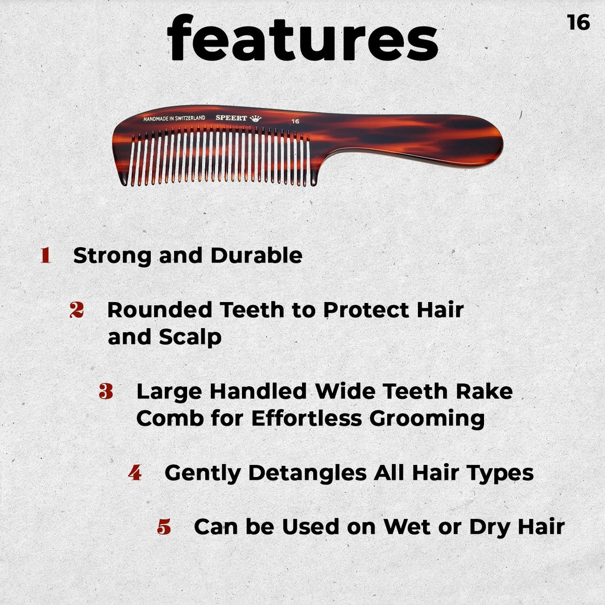 Handmade Swiss Tortoise Shell Comb 8-Inch Wide Tooth Hair Comb