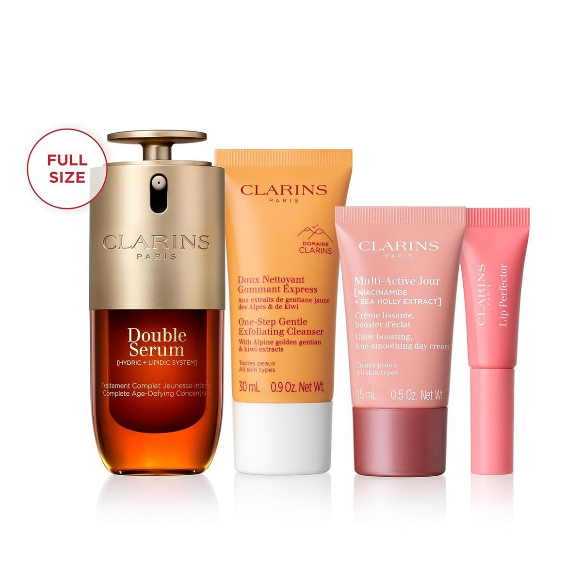 Clarins Skin Care Starter Set with Double Serum – Hydrating & Brightening