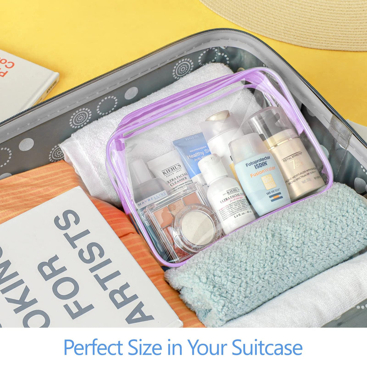 TSA Approved Clear Makeup Bags Set - 2 Sizes Travel Toiletry Organizer