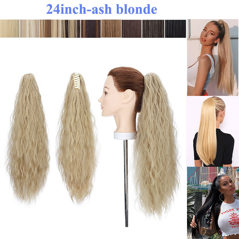 Thick Ponytail Hair Extension with Claw Clip - Wavy Curly Synthetic Hair