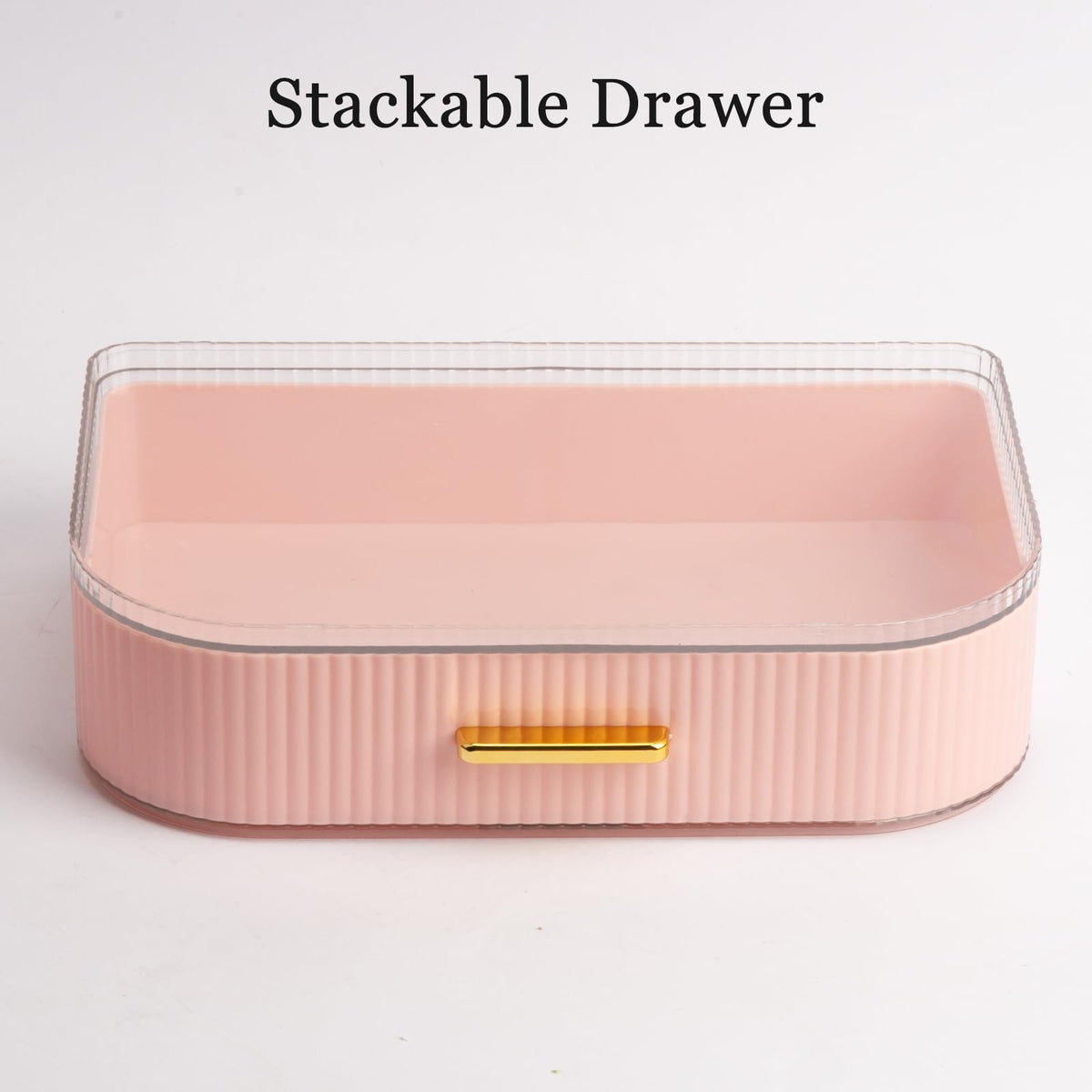 Large Pink Rotating Makeup Organizer with Drawer & Acrylic Storage