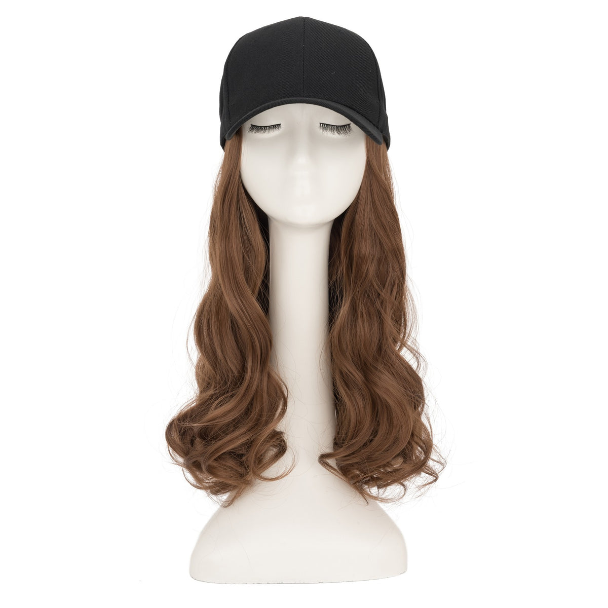 Women Baseball Cap Hat with Wavy Synthetic Hair Wig - Natural, Ombre